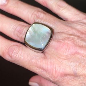 Stainless Steel Mother of Pearl Statement Ring